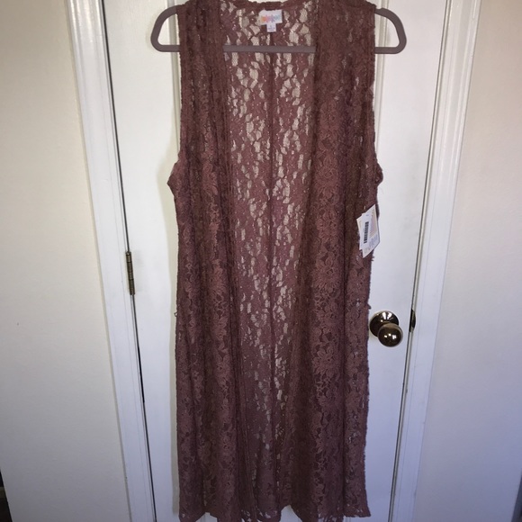 Lularoe Joy duster cardigan dusty rose lace L NWT - Picture 2 of 5